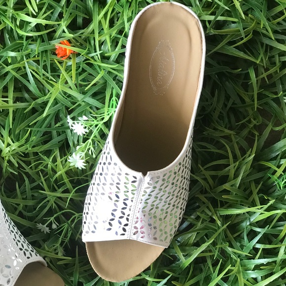 Italina SHIMMER White Comfort Peep Toe Wedge - Picture 5 of 8